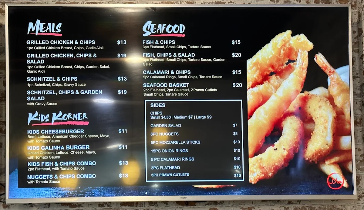 Menu, Galinha Burger Narellan