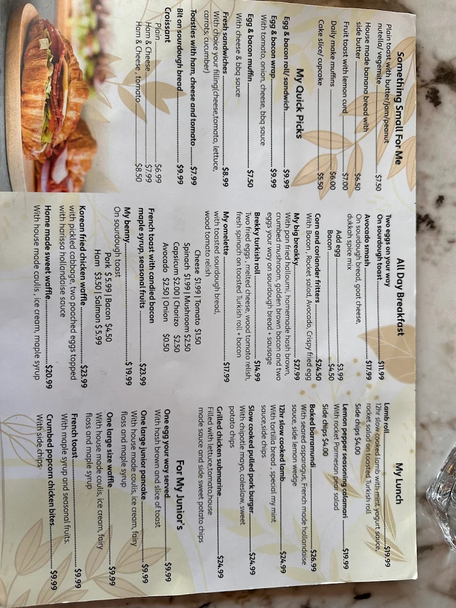 Menu, My Cafe & Eatery