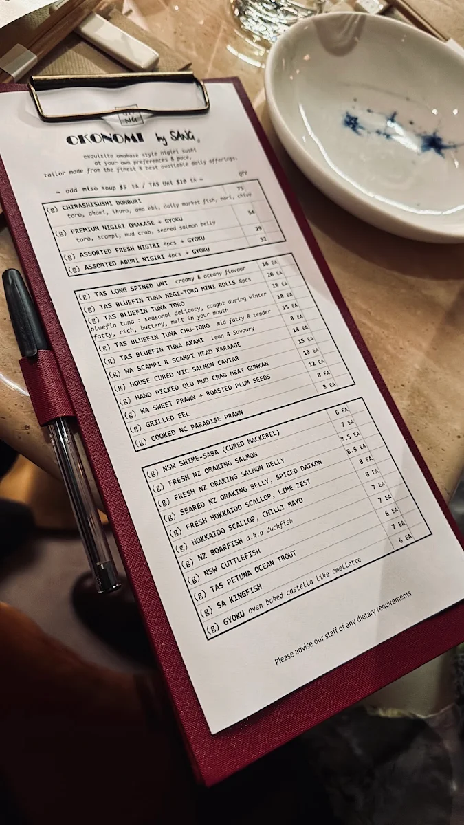 Menu, JAPASU by Sang (by Sang)