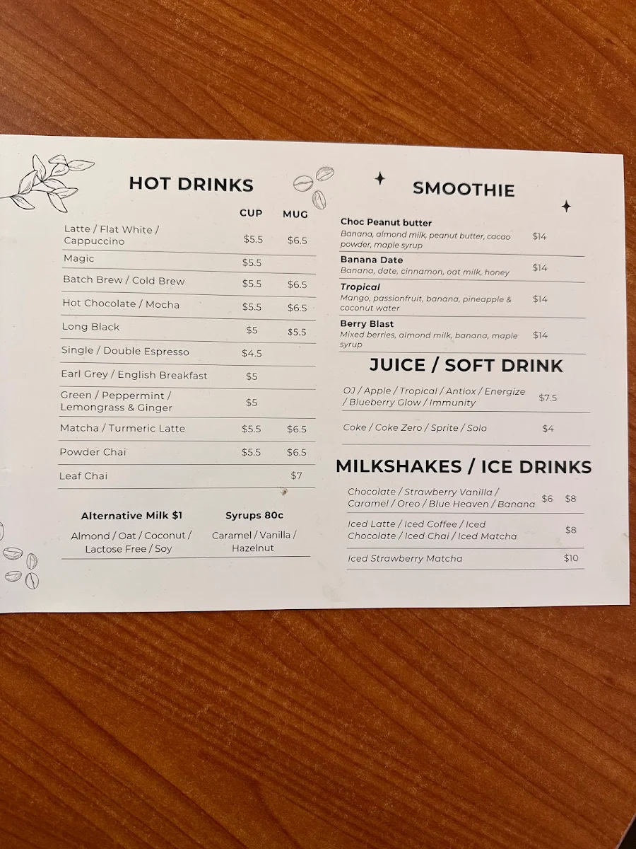 Menu, Mad Ram Cafe