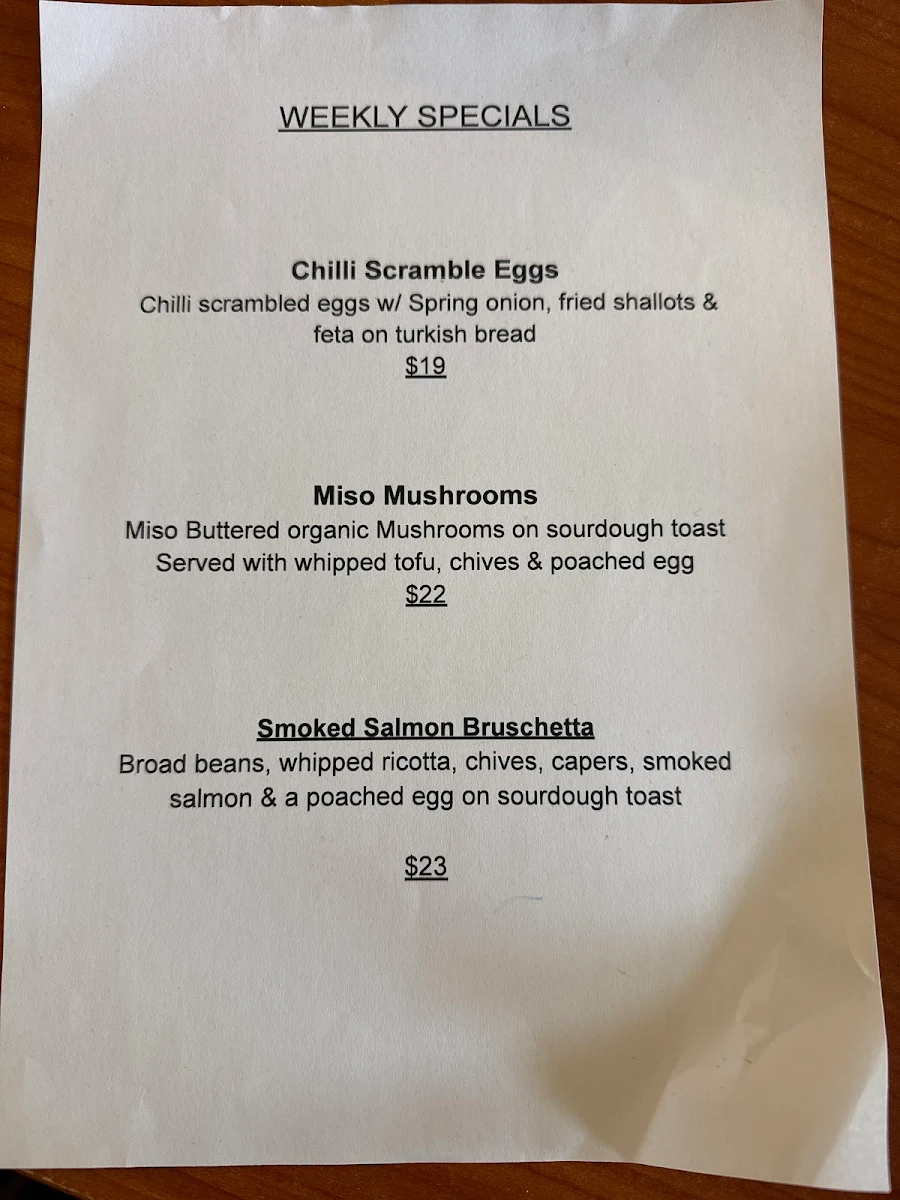 Menu, Mad Ram Cafe