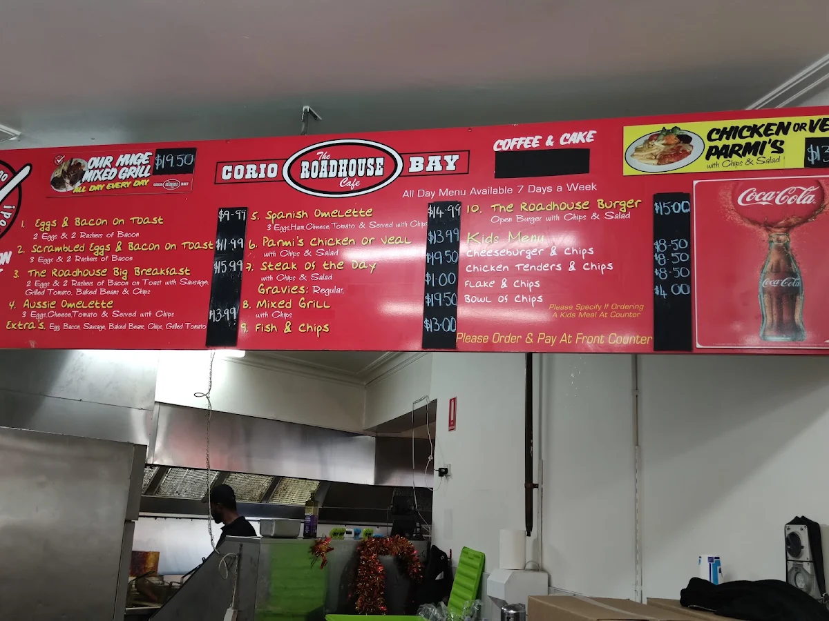 Menu, Corio Bay Roadhouse