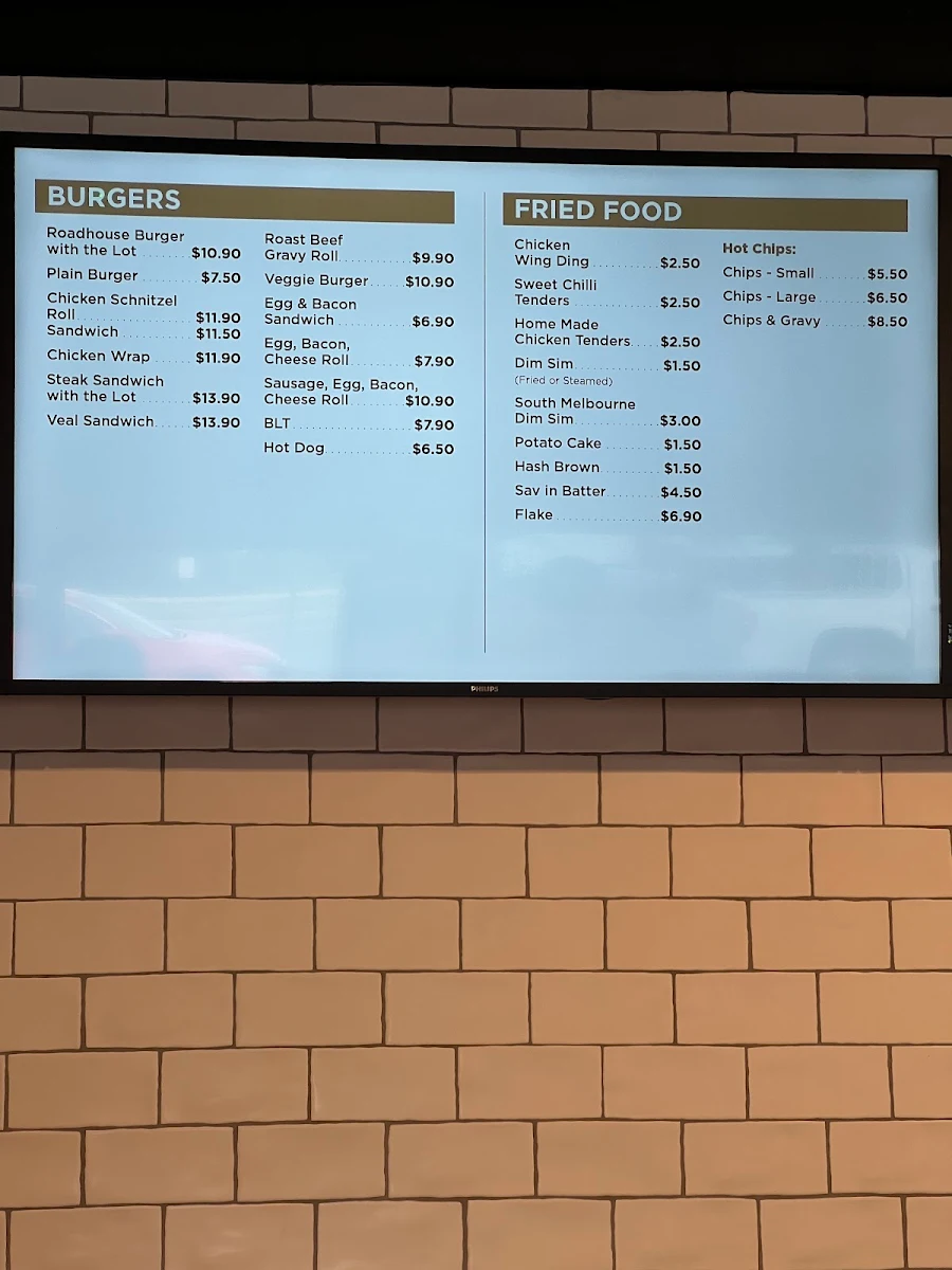 Menu, Corio Bay Roadhouse