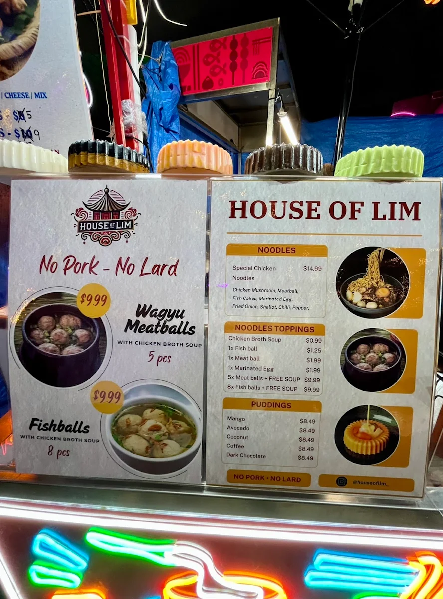 Menu, House Of Lim