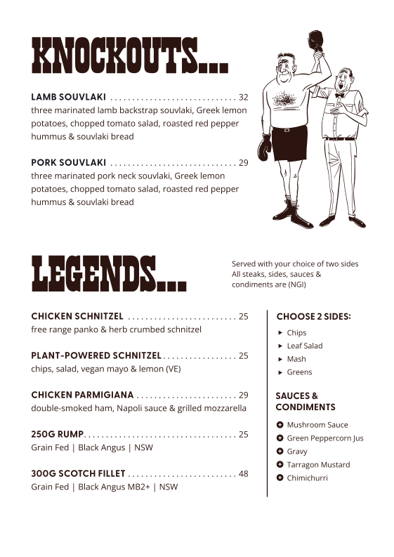 Menu, Madison Hotel