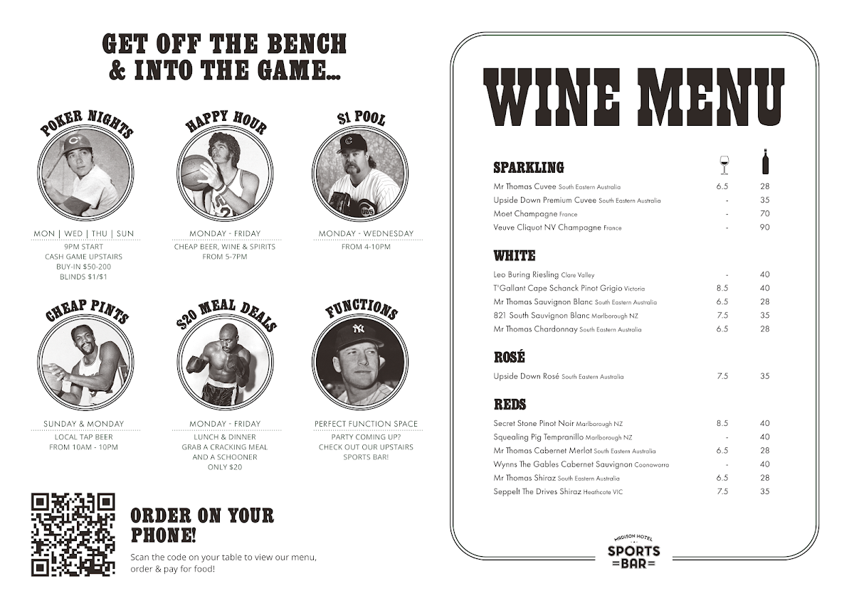 Menu, Madison Hotel