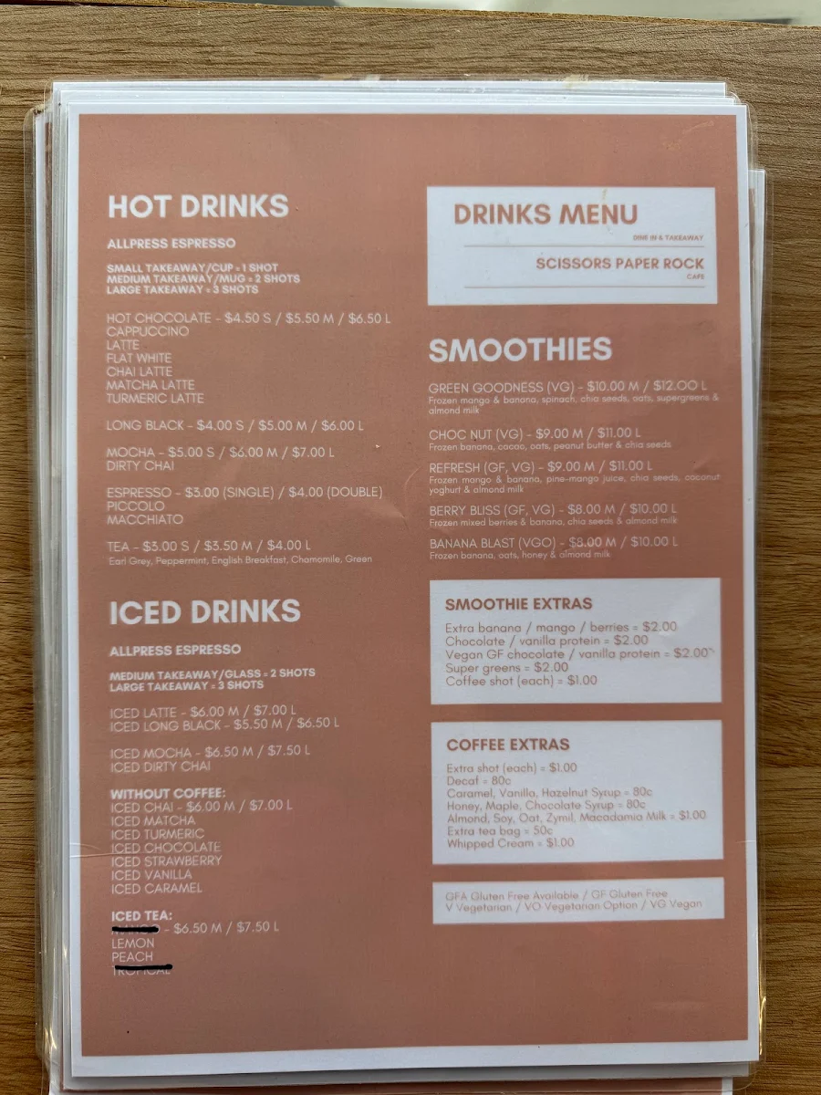 Menu, Scissors Paper Rock