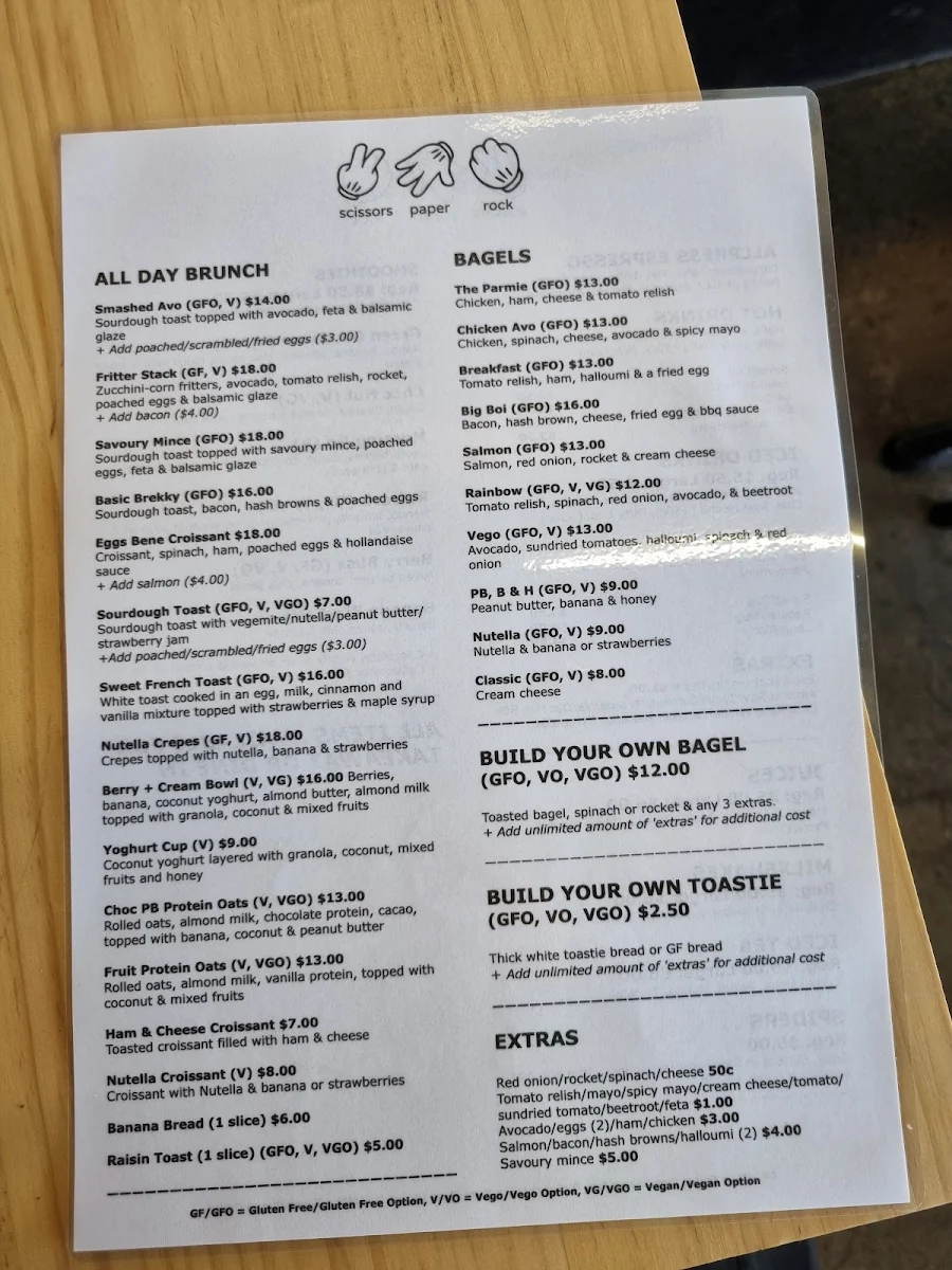 Menu, Scissors Paper Rock