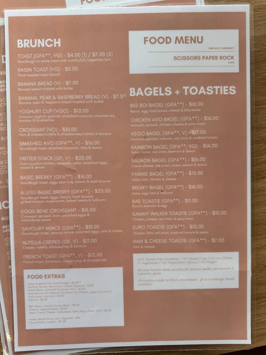 Menu, Scissors Paper Rock