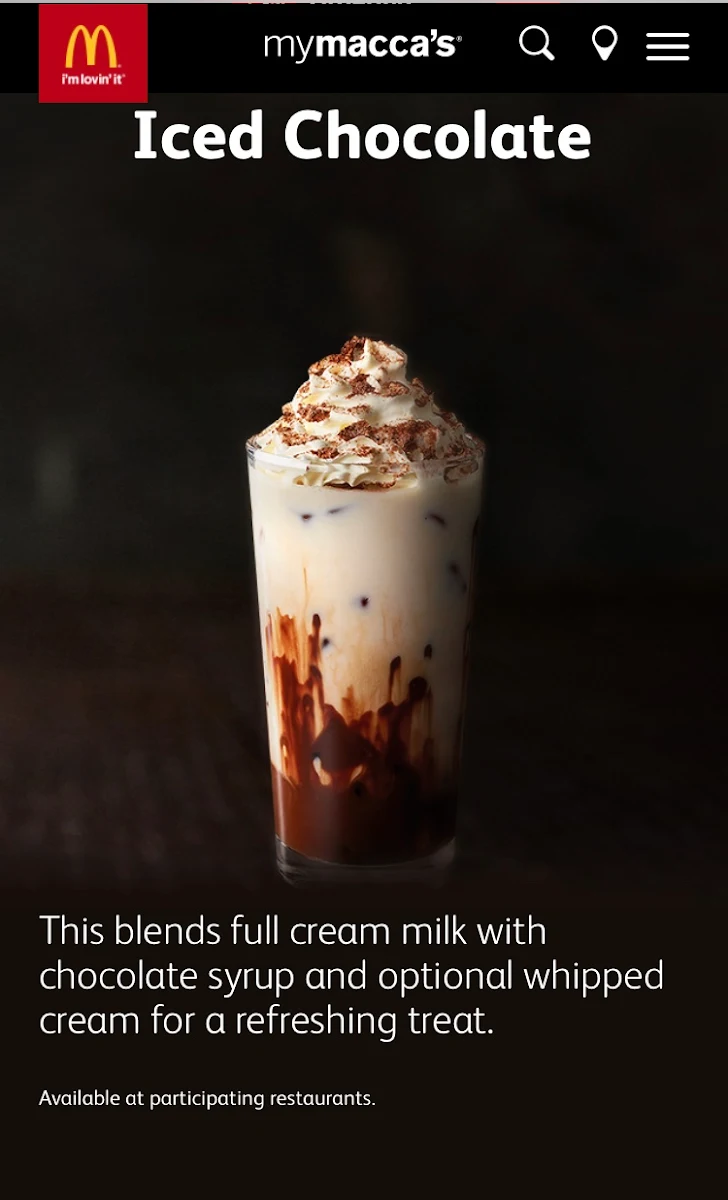 Menu, McDonald's Quakers Hill