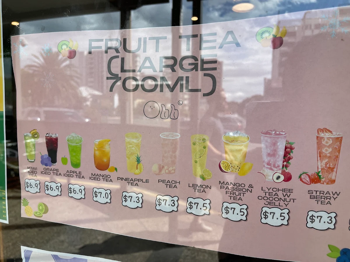 Menu, Ohh Tea Bubble Tea & Desserts