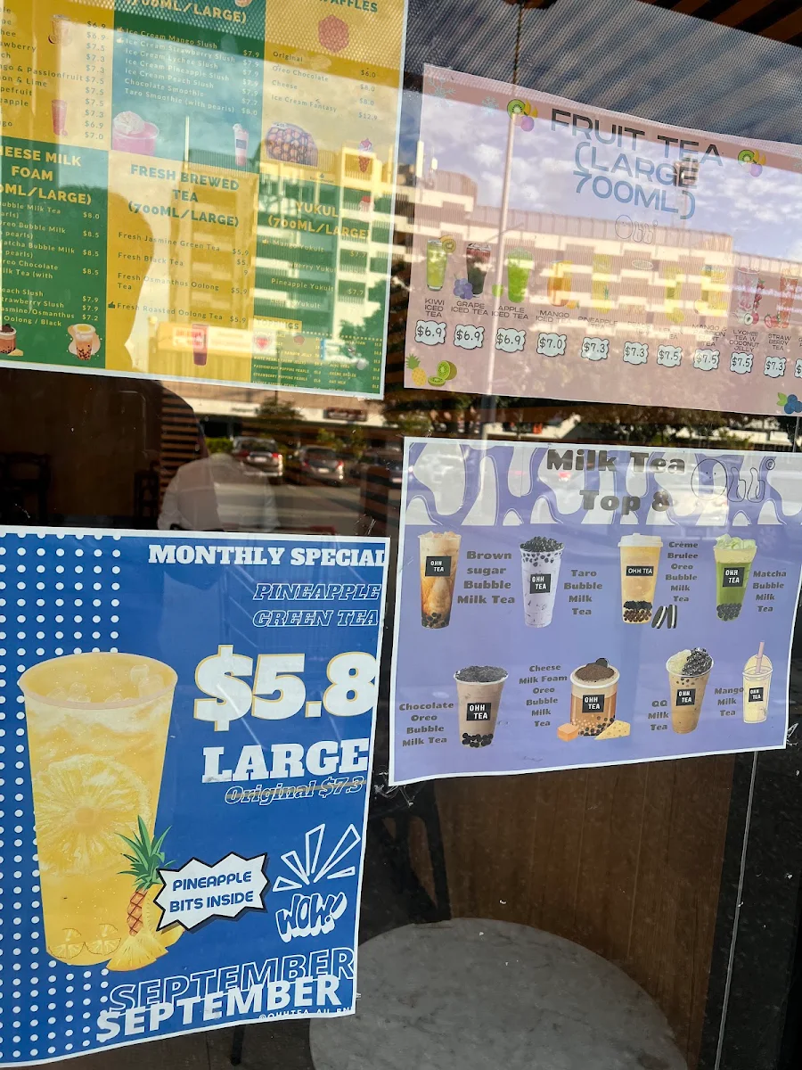Menu, Ohh Tea Bubble Tea & Desserts