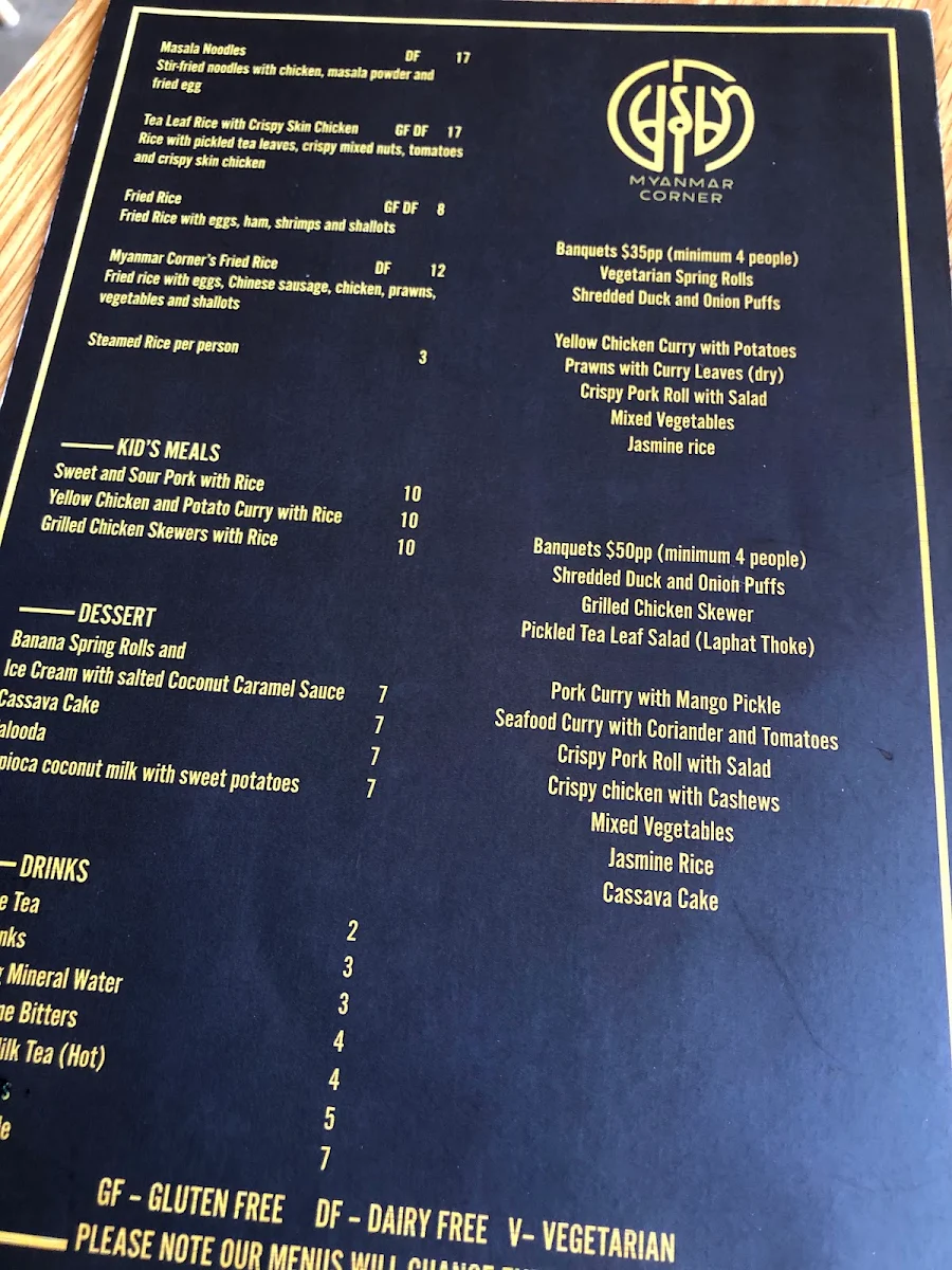 Menu, Myanmar Corner