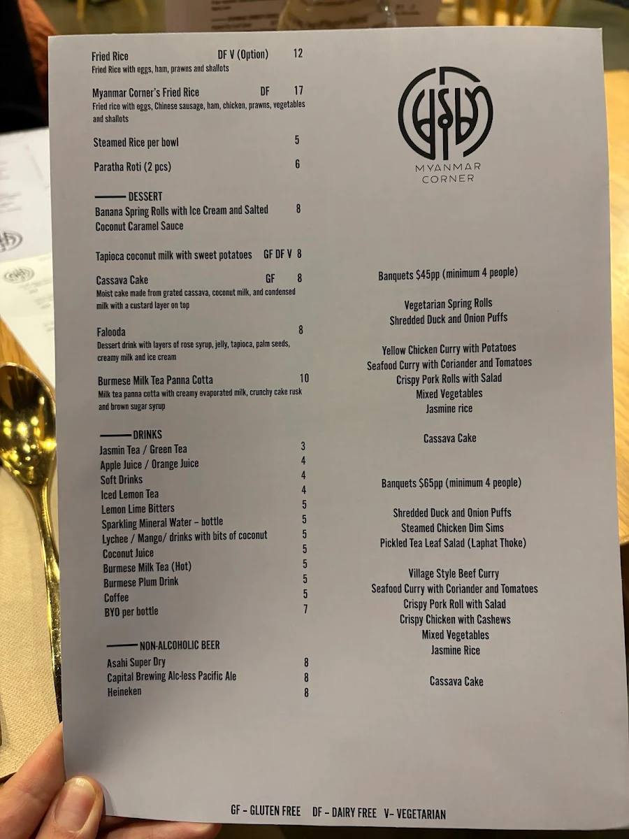 Menu, Myanmar Corner