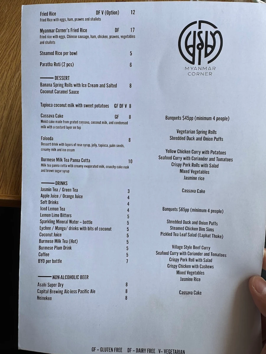 Menu, Myanmar Corner