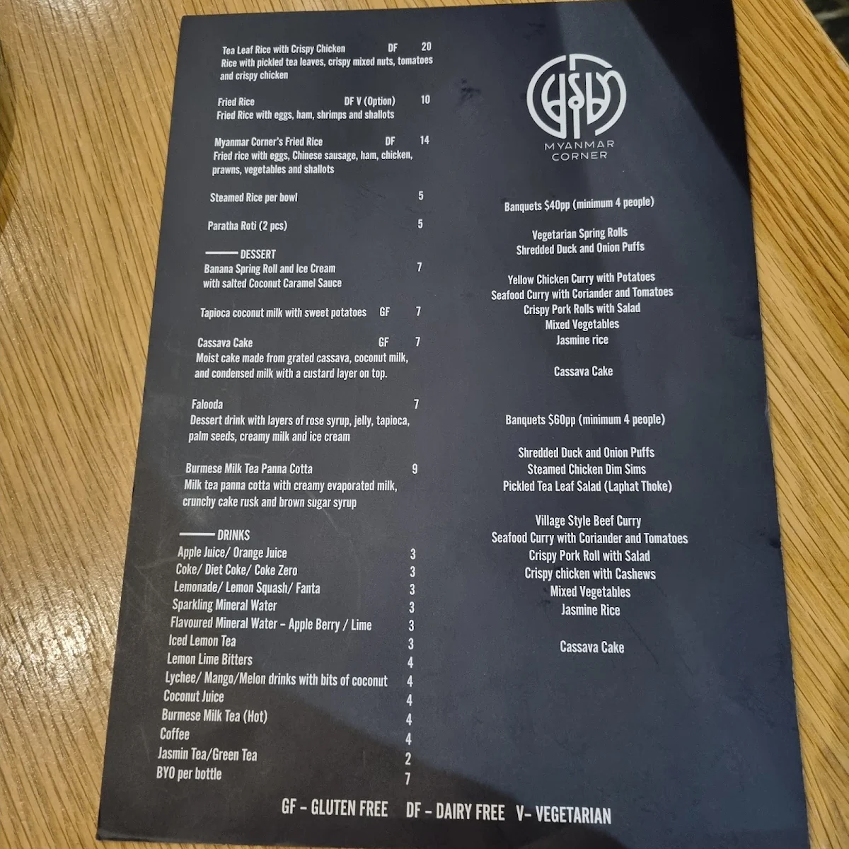 Menu, Myanmar Corner