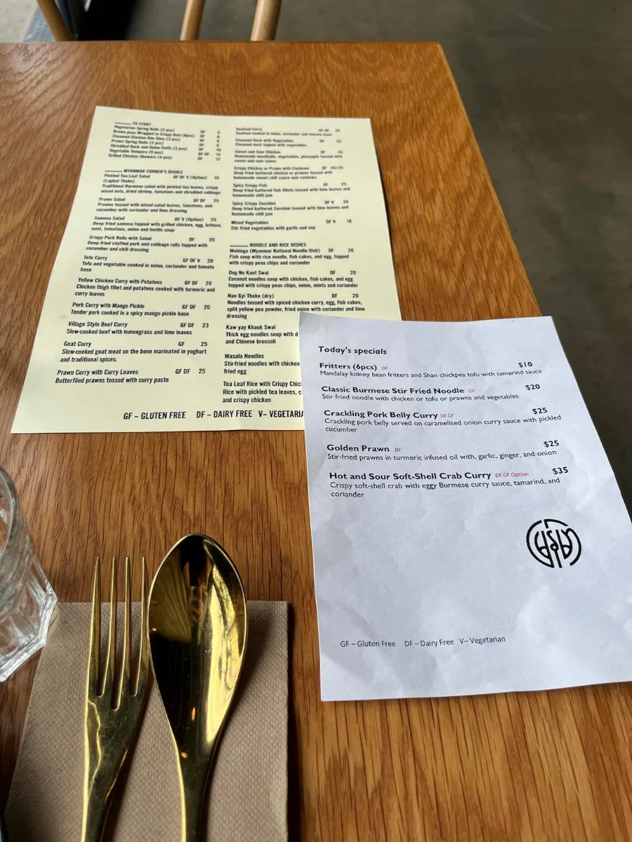 Menu, Myanmar Corner