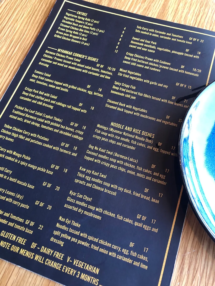 Menu, Myanmar Corner