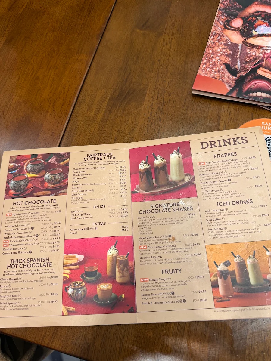 Menu, San Churro Norwood