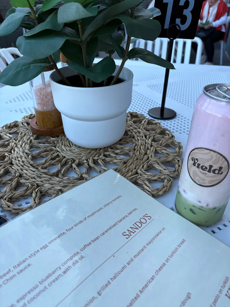 Menu, Yield Cafe