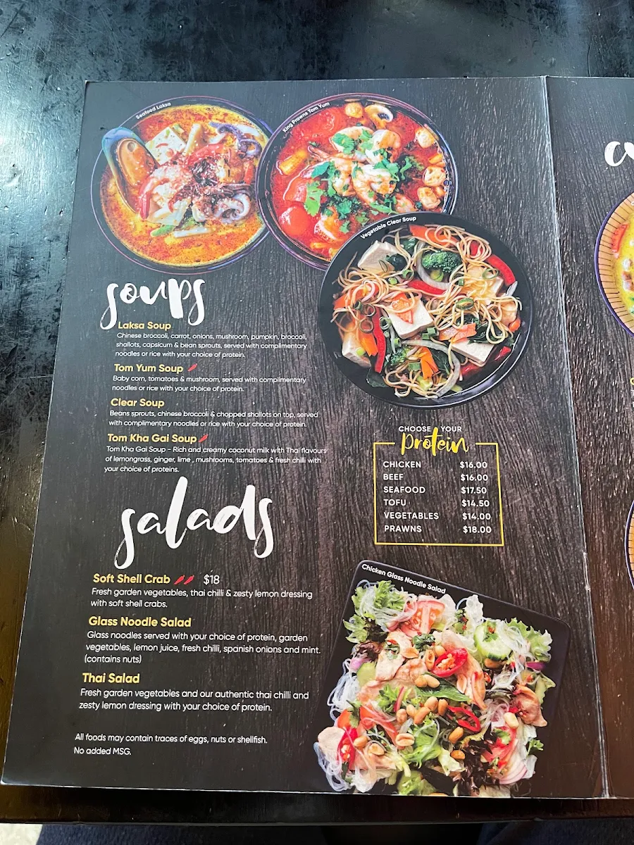 Menu, Thainabox Merrylands