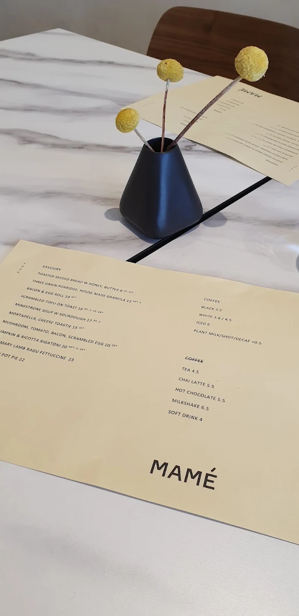 Menu, CAFÉ MAMÉ