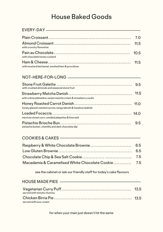 Menu, Side Piece Deli