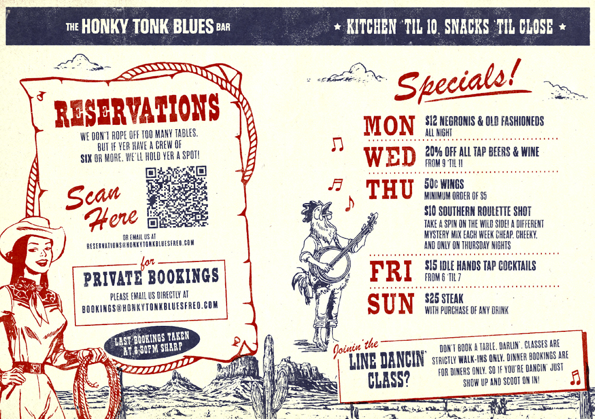 Menu, Honky Tonk Blues