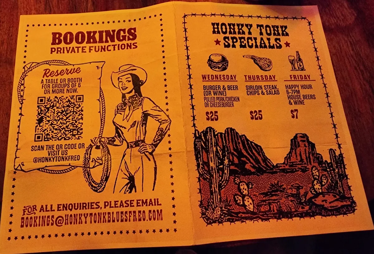 Menu, Honky Tonk Blues
