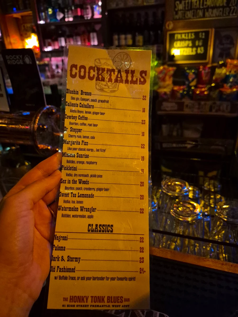 Menu, Honky Tonk Blues