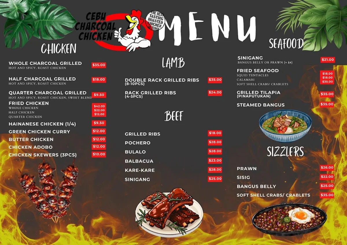 Menu, Cebu Charcoal Chicken