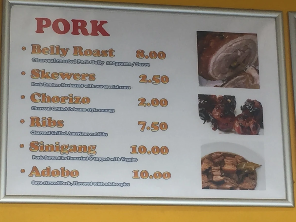 Menu, Cebu Charcoal Chicken