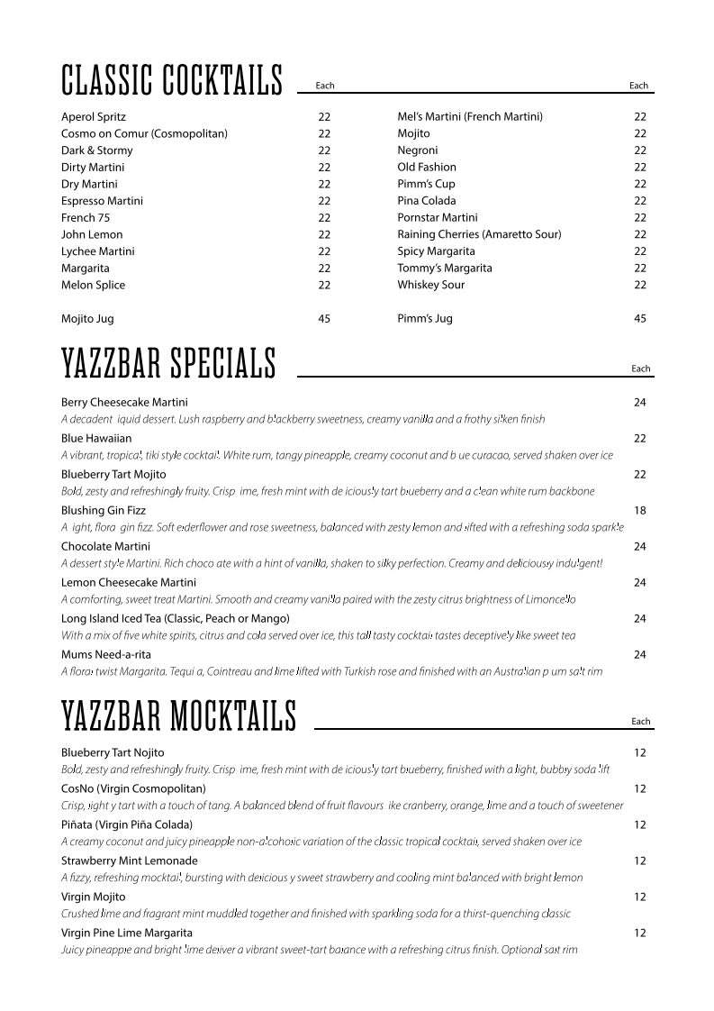 Menu, Yazzbar