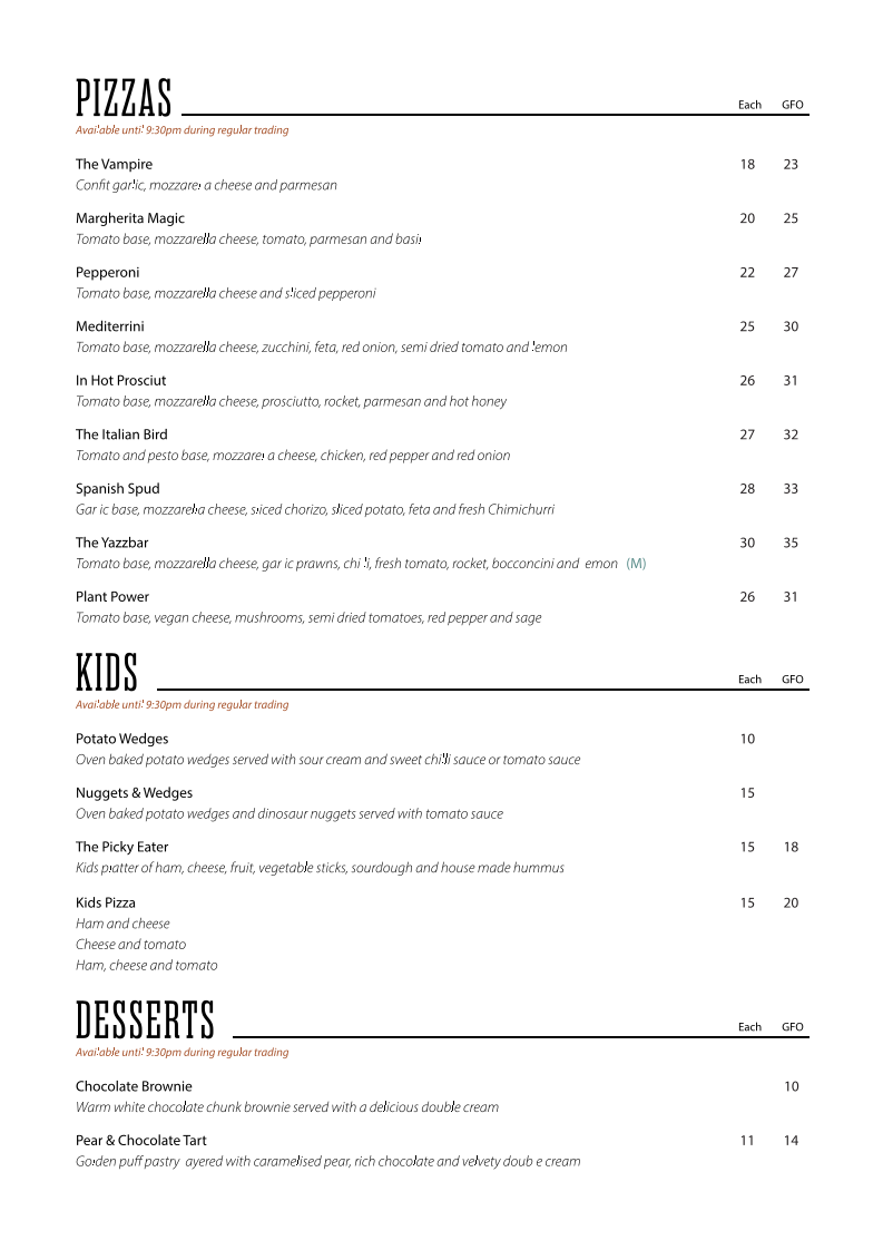 Menu, Yazzbar