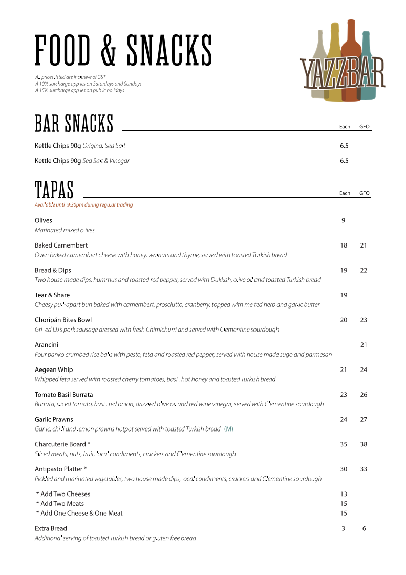Menu, Yazzbar