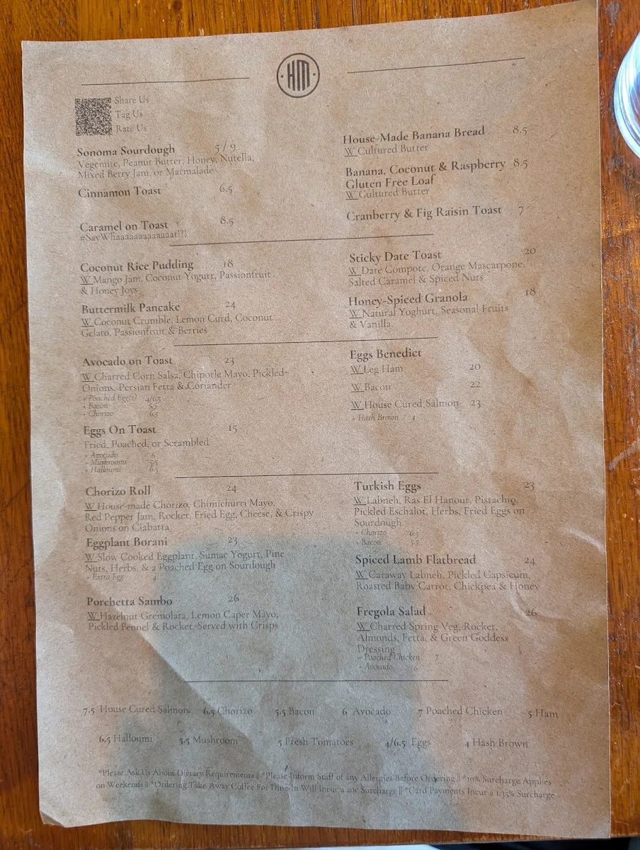 Menu, Henri Marc