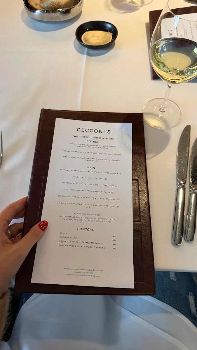 Menu, Cecconi’s Toorak