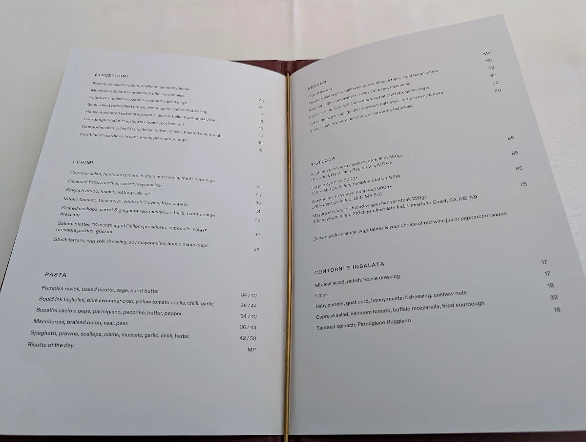Menu, Cecconi’s Toorak