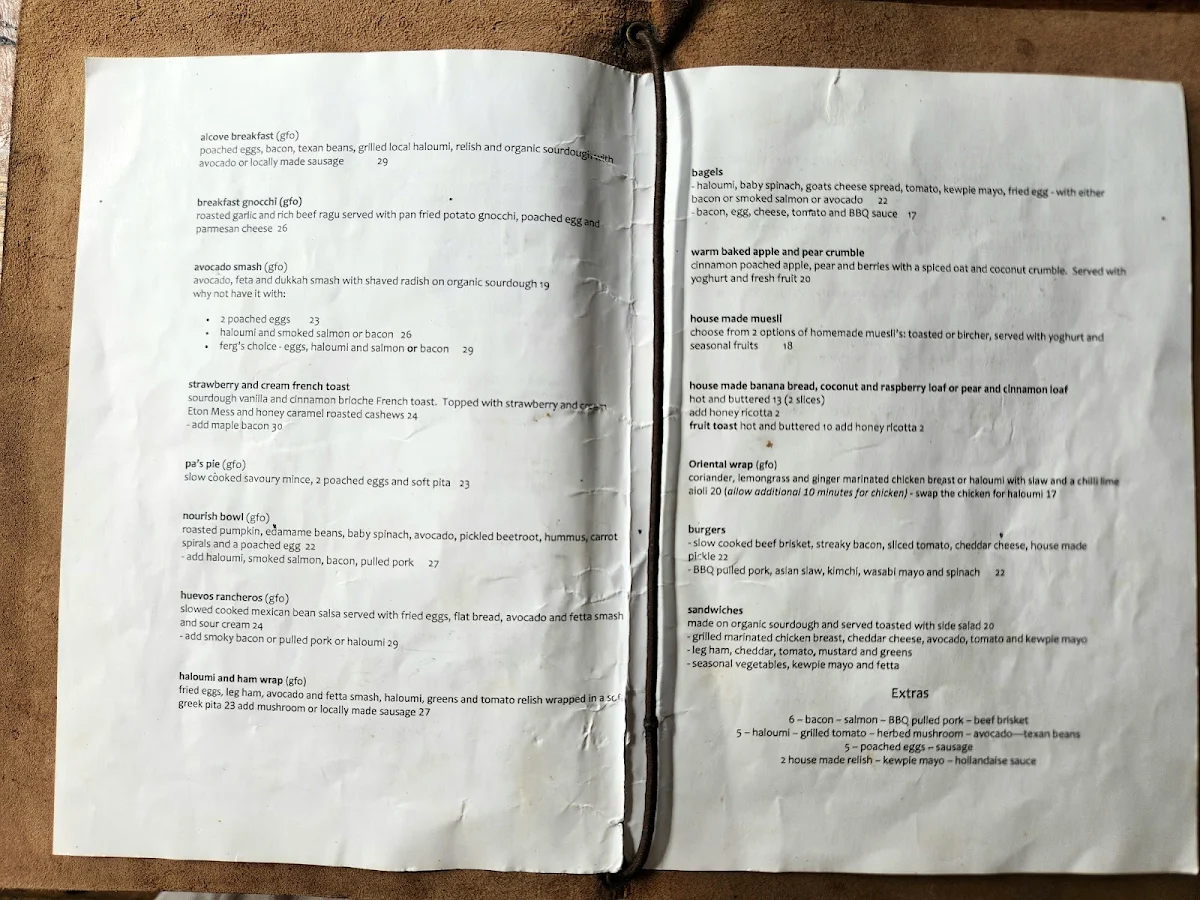 Menu, Alcove Cafe and Deli