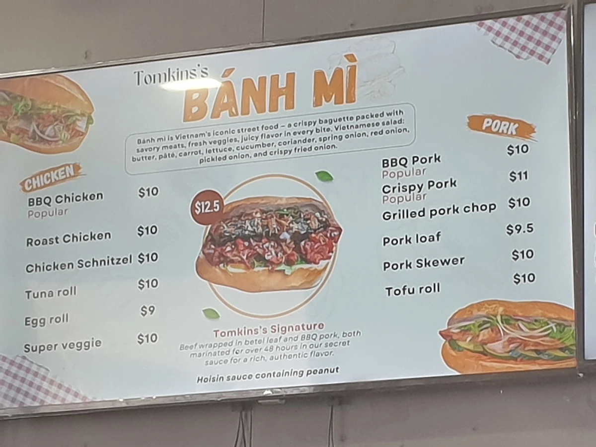 Menu, Tomkins Bakery