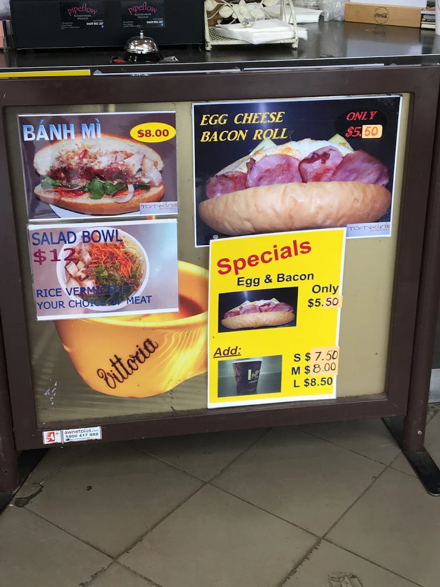 Menu, Tomkins Bakery