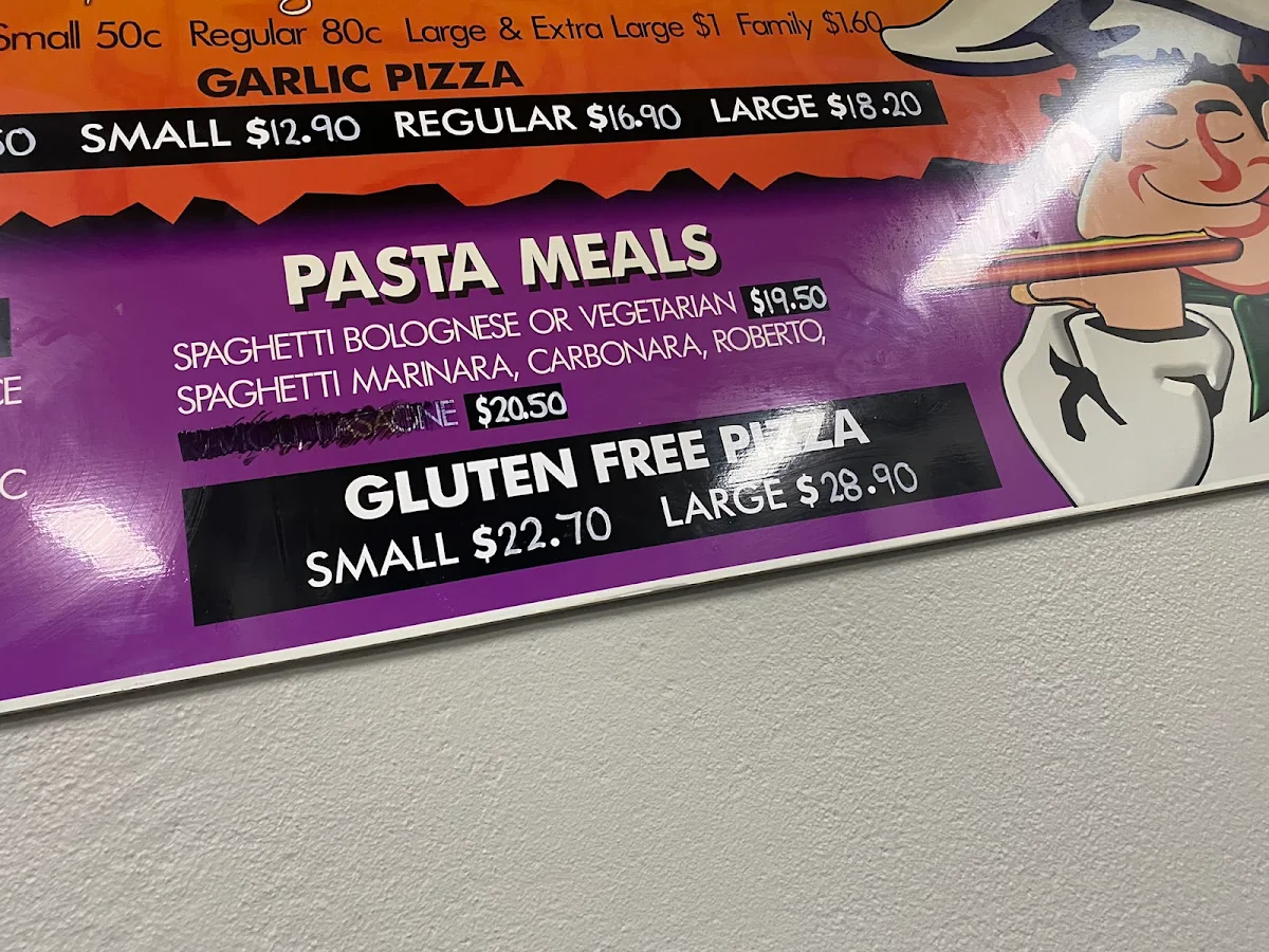 Menu, AJ's Pizza