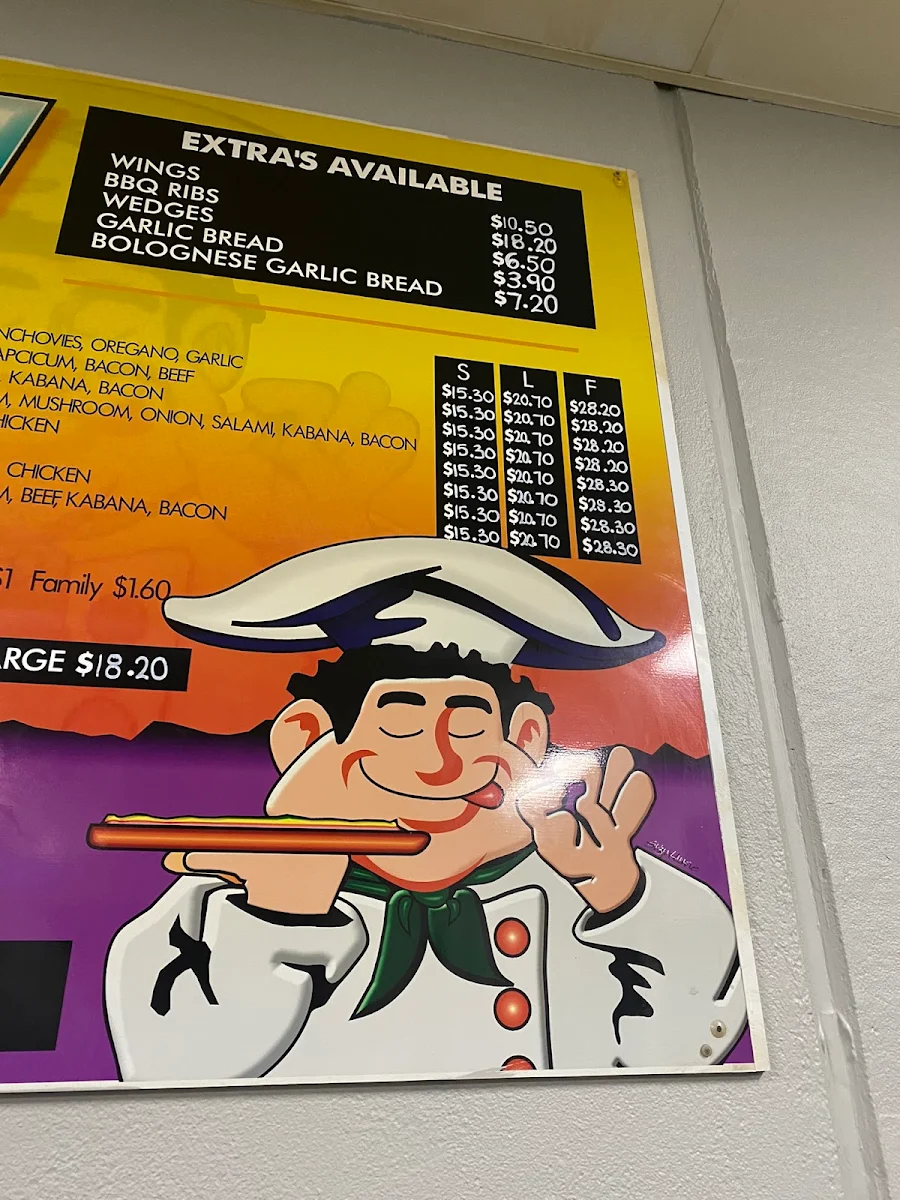 Menu, AJ's Pizza
