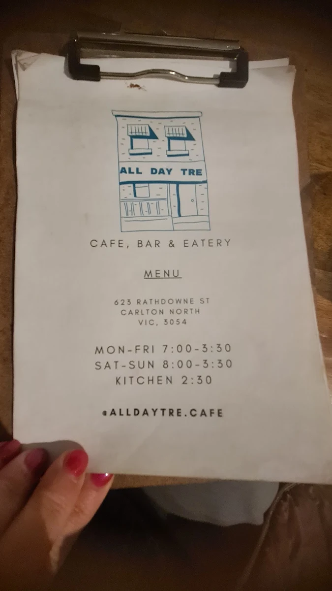 Menu, All Day Tre