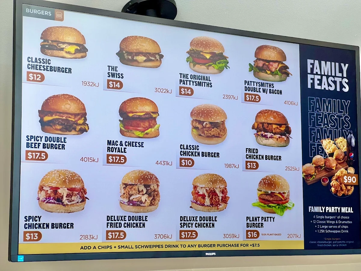 Menu, Pattysmiths Southern River