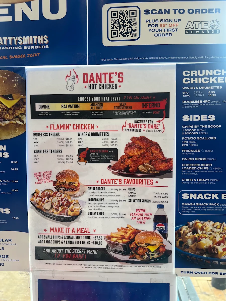 Menu, Pattysmiths Southern River