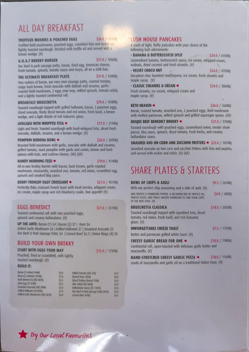 Menu, Stellarossa Bernoth Centre