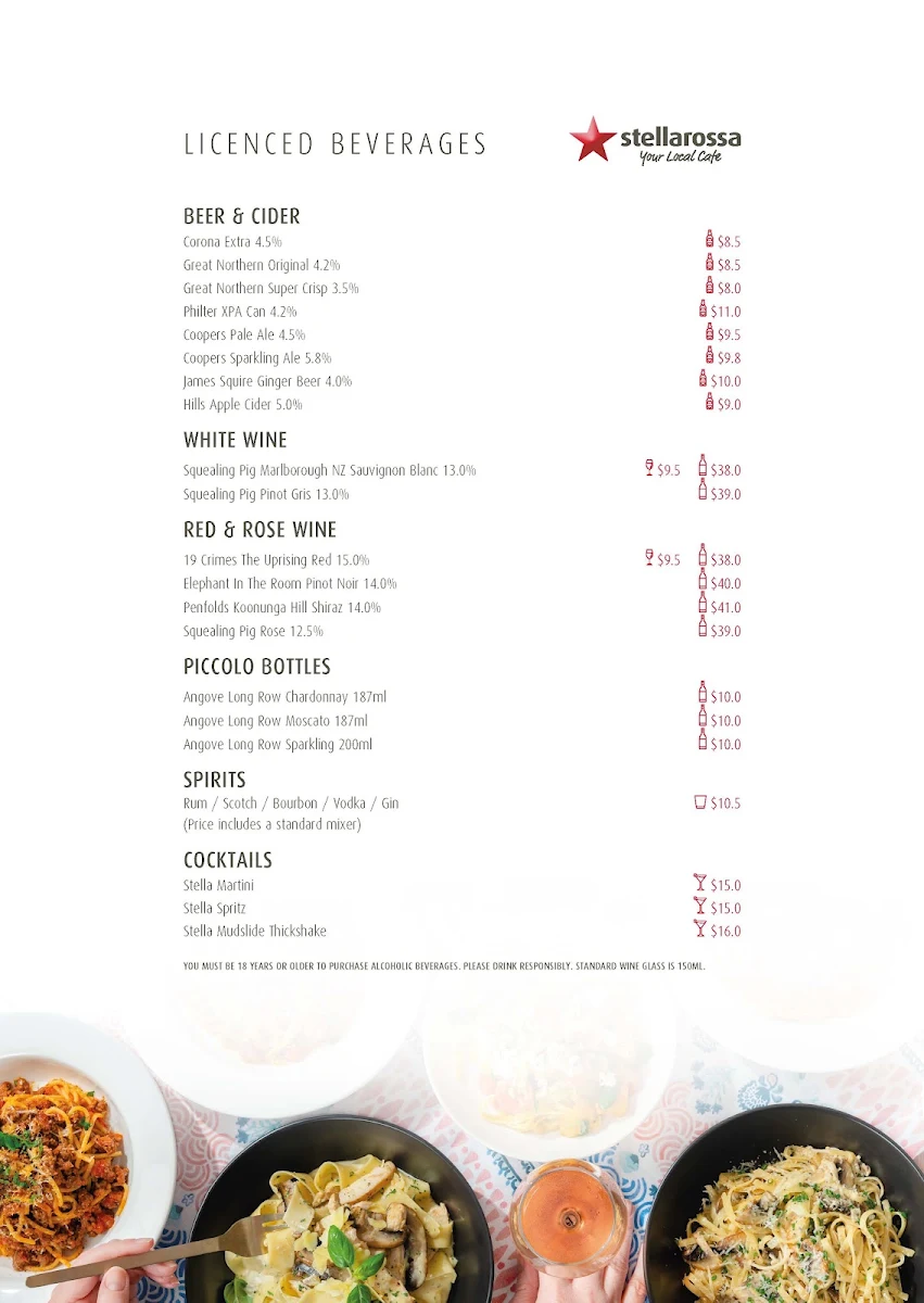 Menu, Stellarossa Bernoth Centre