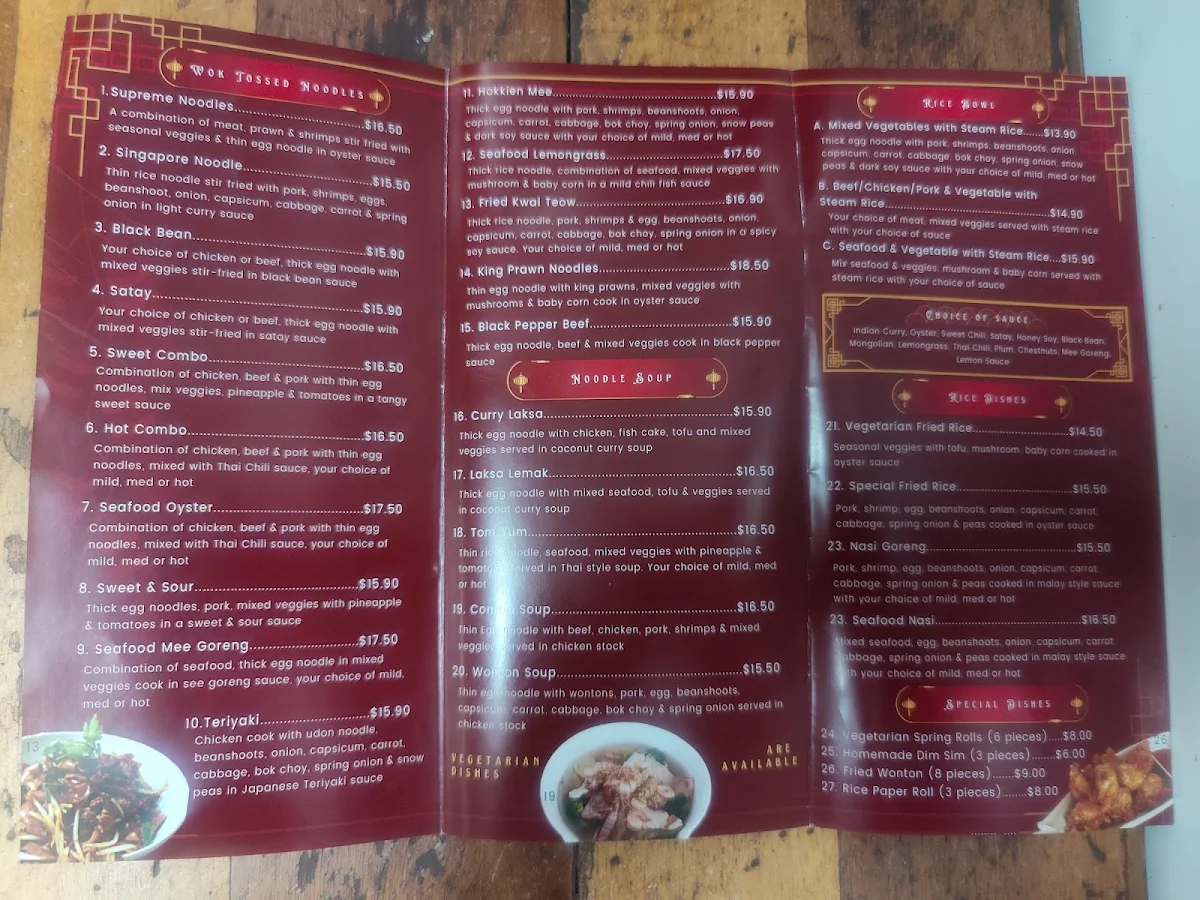 Menu, V Noodle & Sushi Bar - Laverton North