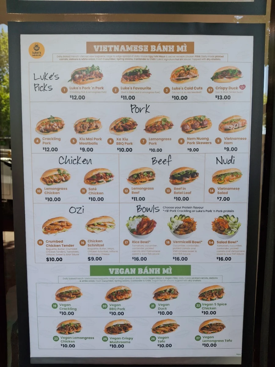 Menu, Subway